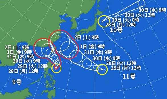 トリプル台風2023・台風9号と台風10号と台風11号